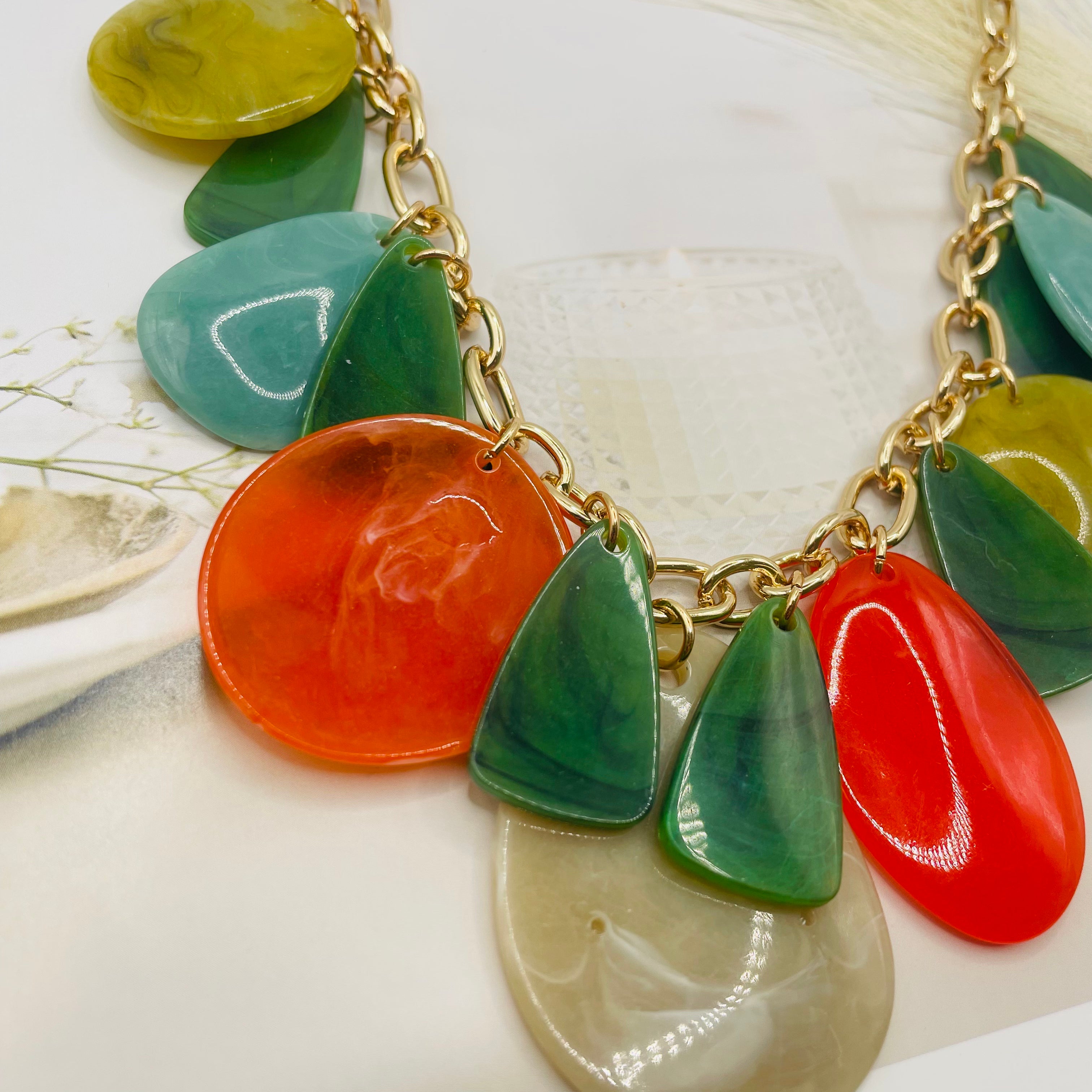 JI JOYA VENTA AL POR MAYOR,Collar geométrico multicolor