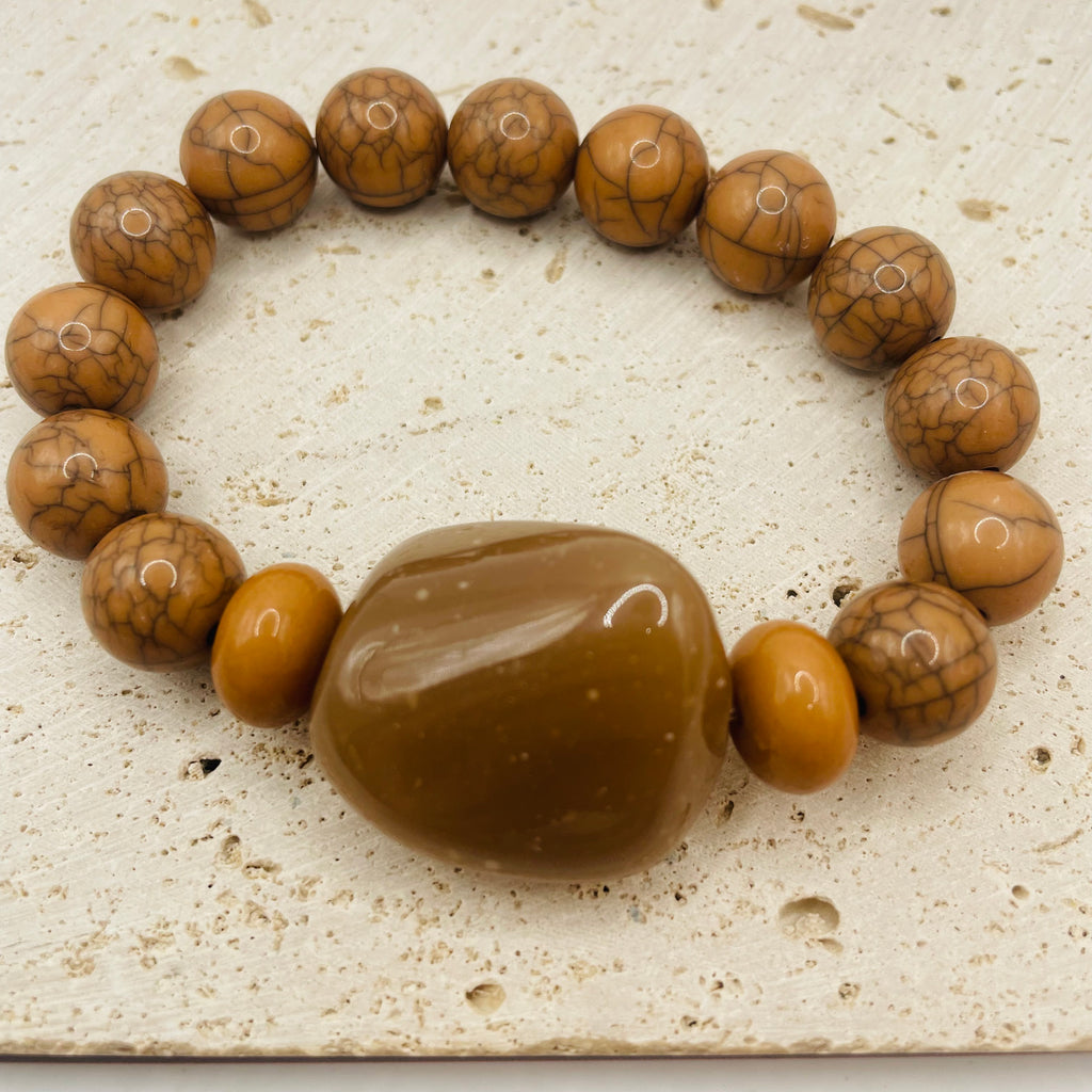 JI JOYA VENDA POR ATACADO,Combinação de colar e pulseira irregulares com contas vermelhas e castanhas