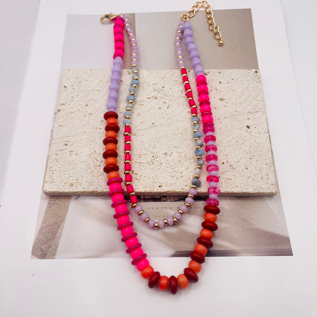 JI JOYA VENTA AL POR MAYORCollar de Cuentas Doble Capa - 6 Colores Disponibles | Joyería de Moda Mayorista para Mujer, Resistente a la Descoloración, Cadena Ajustable