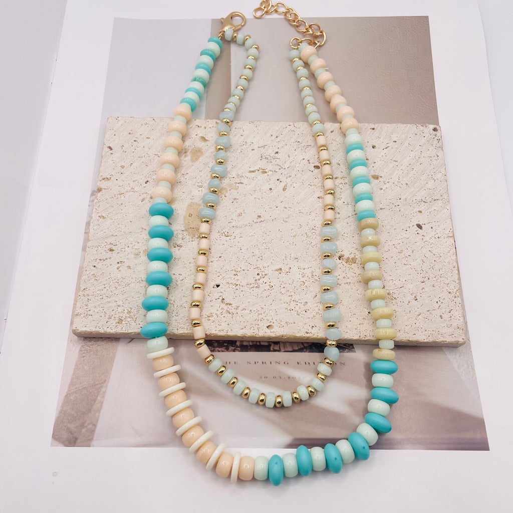 JI JOYA VENTA AL POR MAYORCollar de Cuentas Doble Capa - 6 Colores Disponibles | Joyería de Moda Mayorista para Mujer, Resistente a la Descoloración, Cadena Ajustable