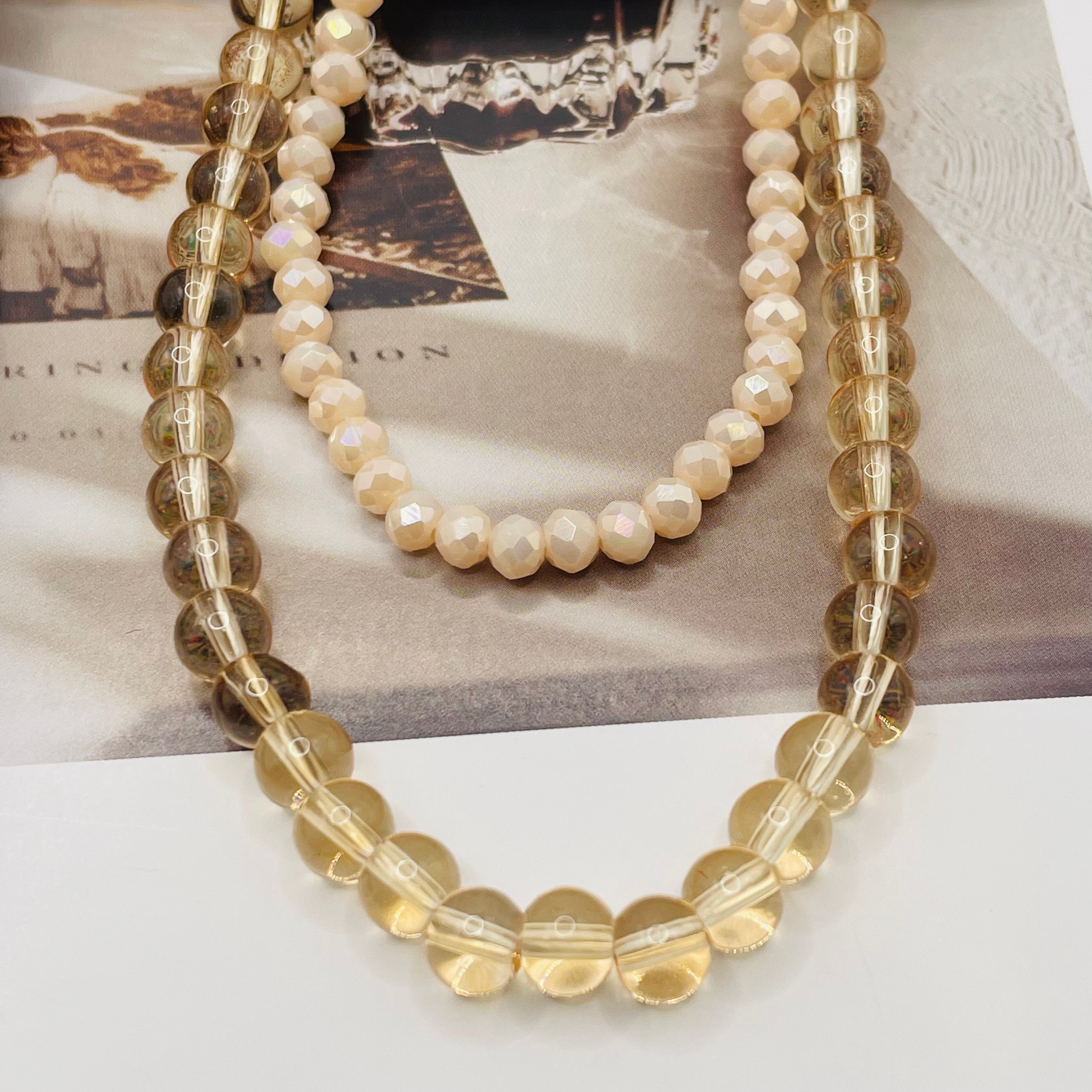 JI JOYA VENTA AL POR MAYOR|Collar Doble de Cuentas de Moda | 2 Colores | Bisutería al Por Mayor para Mujer
