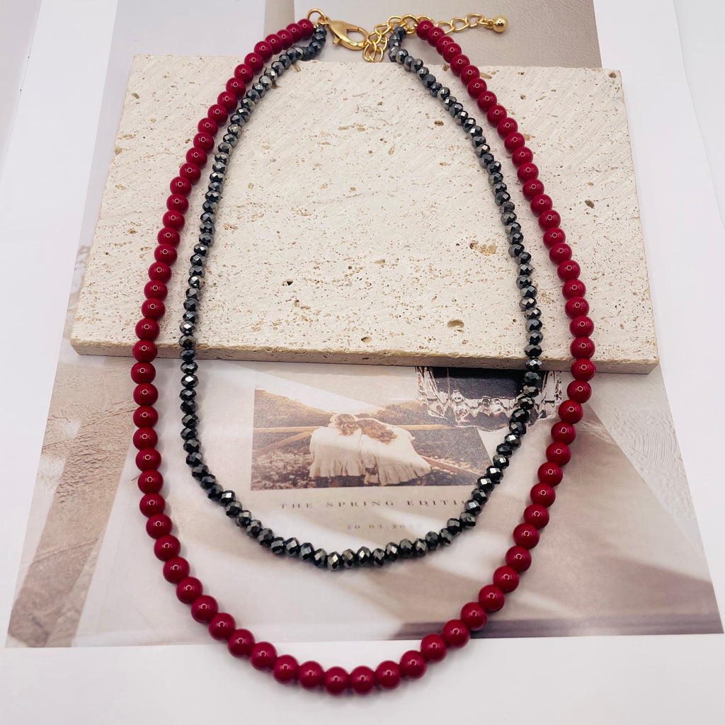JI JOYA VENTA AL POR MAYOR|Collar Doble de Cuentas de Moda | 2 Colores | Bisutería al Por Mayor para Mujer