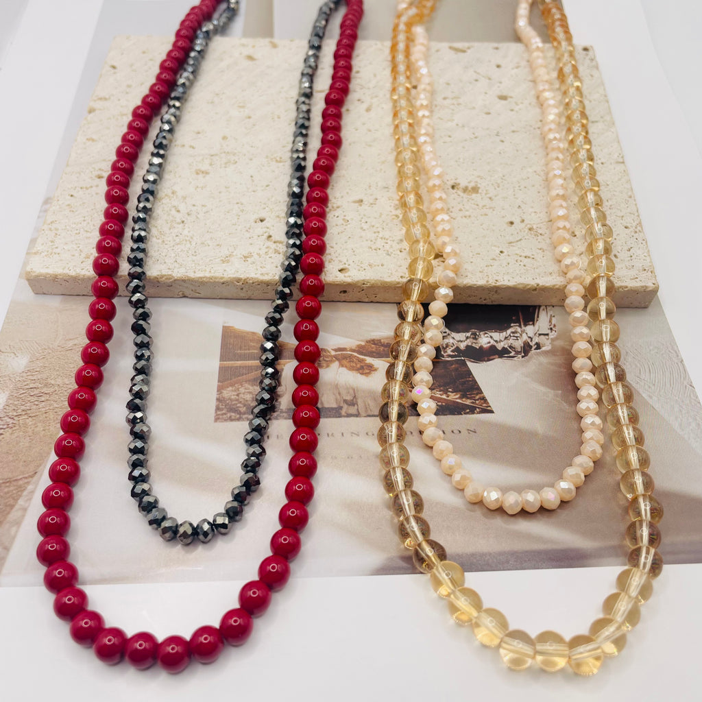 JI JOYA VENTA AL POR MAYOR|Collar Doble de Cuentas de Moda | 2 Colores | Bisutería al Por Mayor para Mujer