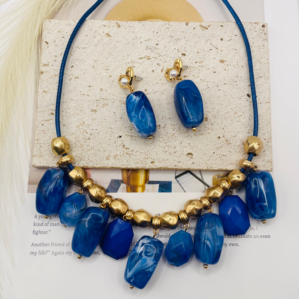 JI JOYA VENTA AL POR MAYORSet de Collar y Pendientes de Resina y Acrílico | Joyería de Moda Mayorista para Mujer