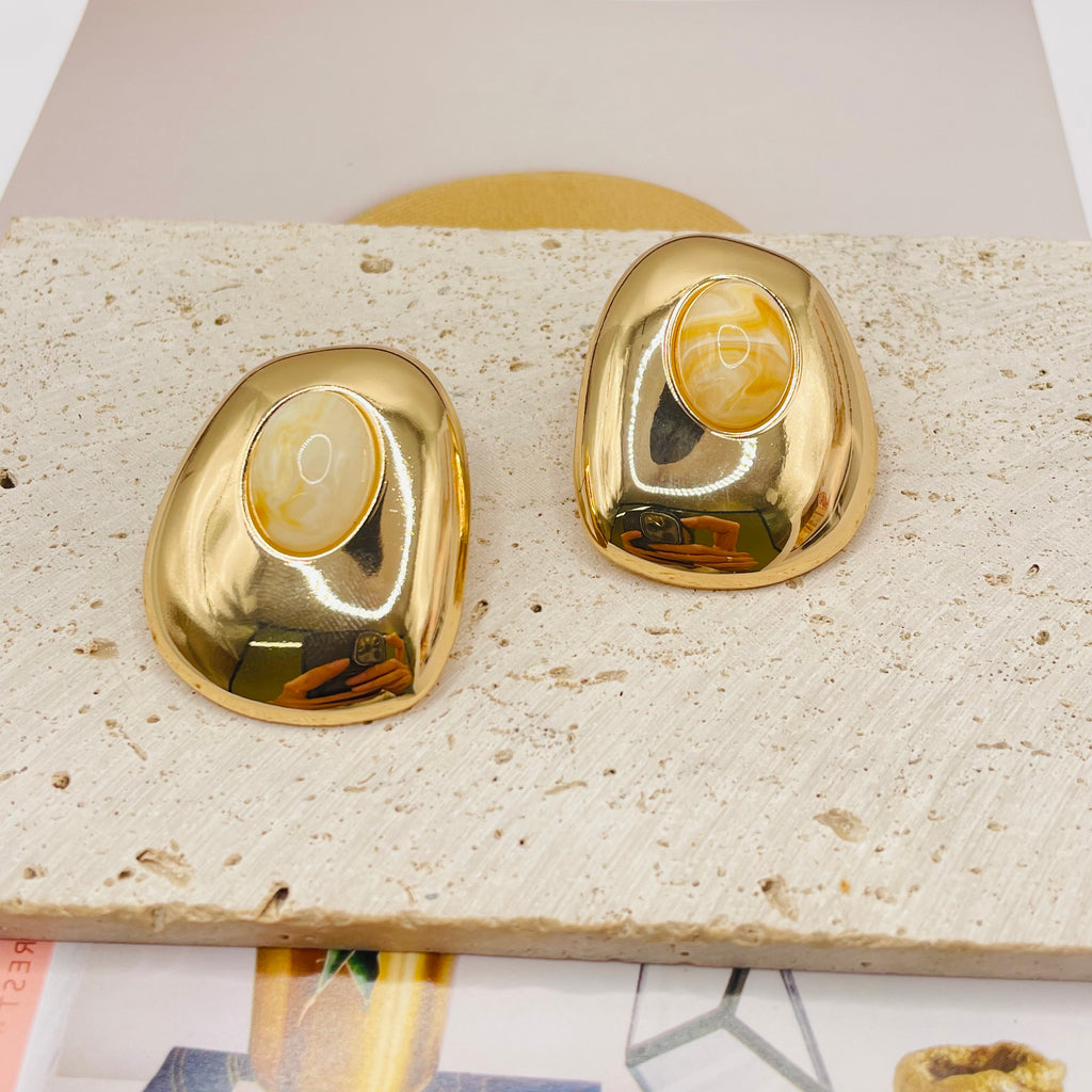 JI JOYA VENTA AL POR MAYOR|Collar de Gargantilla con Colgante Ovalado - Joyería Dorada de Moda al Por Mayor (Verde, Naranja, Blanco)