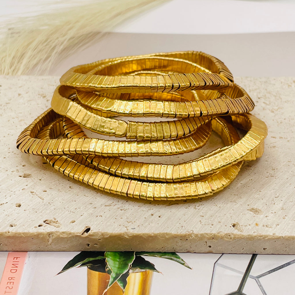 JI JOYA VENTA AL POR MAYORCadena Plana Serpiente Dorado - Collar / Pulsera Multicapa Mayorista Bisutería Moda Mujer