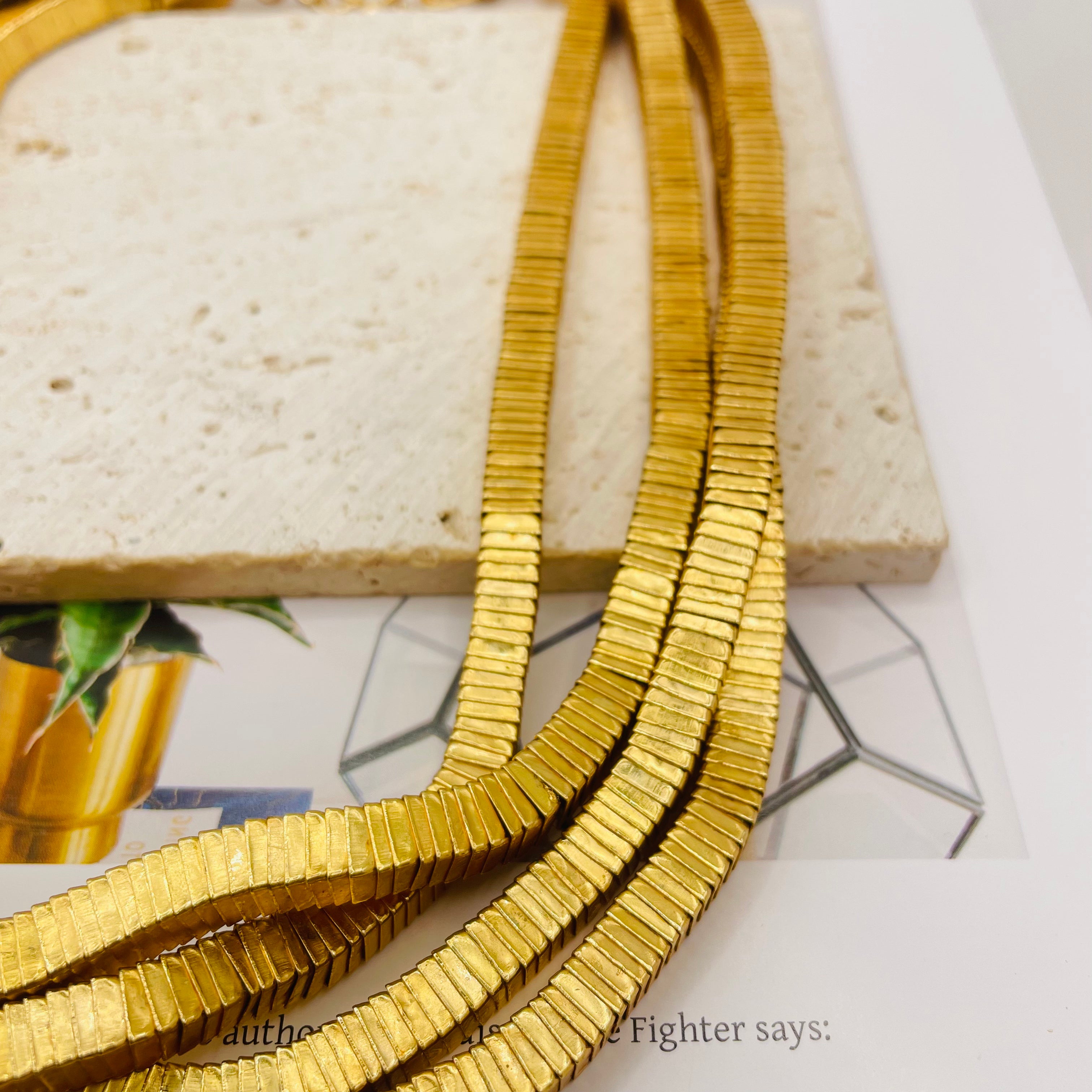 JI JOYA VENTA AL POR MAYORCadena Plana Serpiente Dorado - Collar / Pulsera Multicapa Mayorista Bisutería Moda Mujer