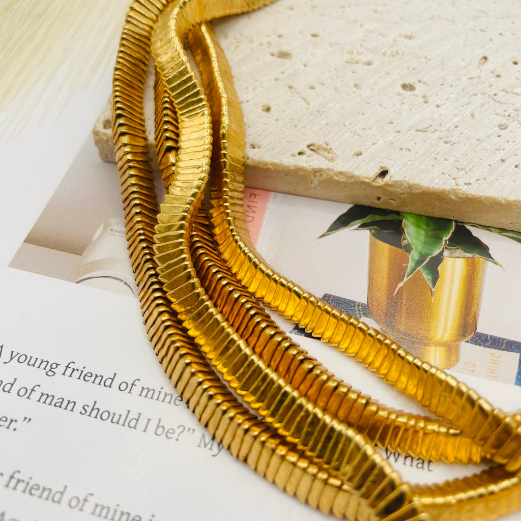 JI JOYA VENTA AL POR MAYORCadena Plana Serpiente Dorado - Collar / Pulsera Multicapa Mayorista Bisutería Moda Mujer