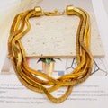 JI JOYA VENTA AL POR MAYORCadena Plana Serpiente Dorado - Collar / Pulsera Multicapa Mayorista Bisutería Moda Mujer