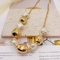 Collar de Perlas Simuladas Barrocas Irregulares - Plata y Dorado - Joyería de Moda Mayorista para Mujer|JI JOYA