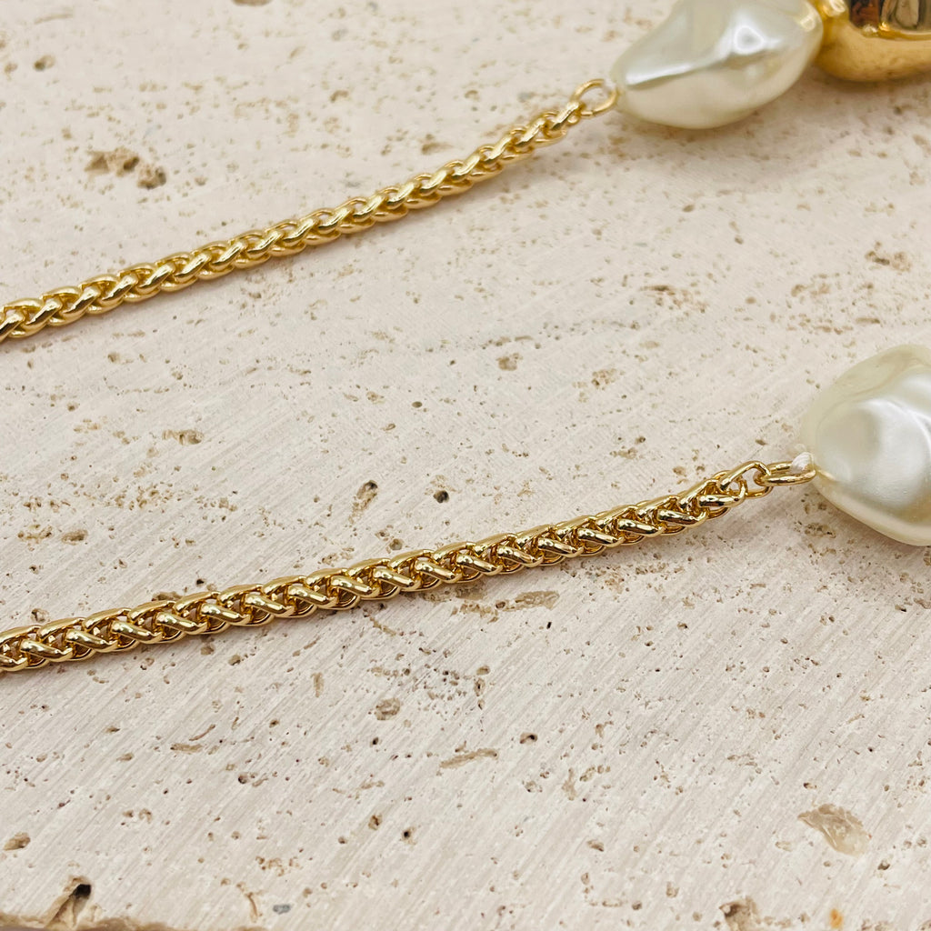 Collar de Perlas Simuladas Barrocas Irregulares - Plata y Dorado - Joyería de Moda Mayorista para Mujer|JI JOYA