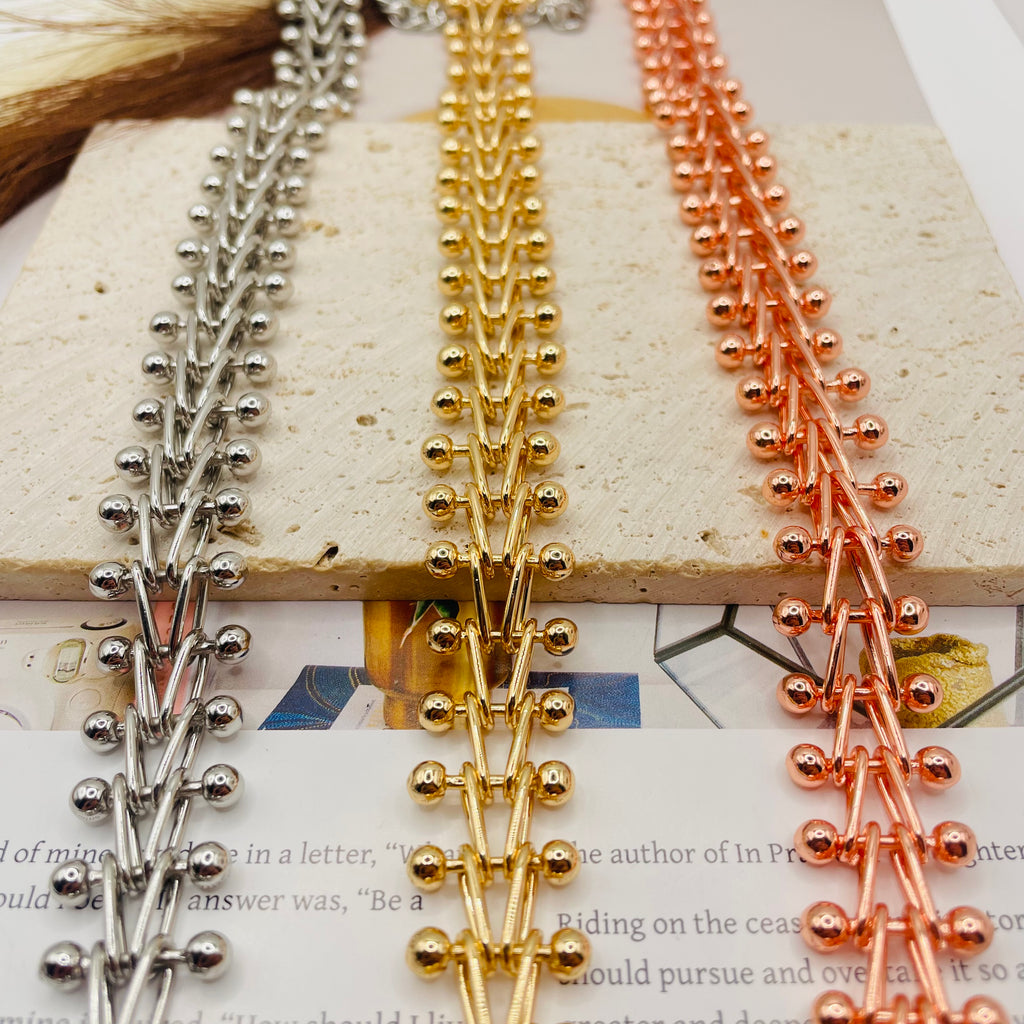 JI JOYA VENTA AL POR MAYOR|Collares de Moda en Zinc Aleación, Diseño de Hojas y Bolas, 3 Colores (Oro Rosa/Oro/Plata), Joyería al Por Mayor para Mujer