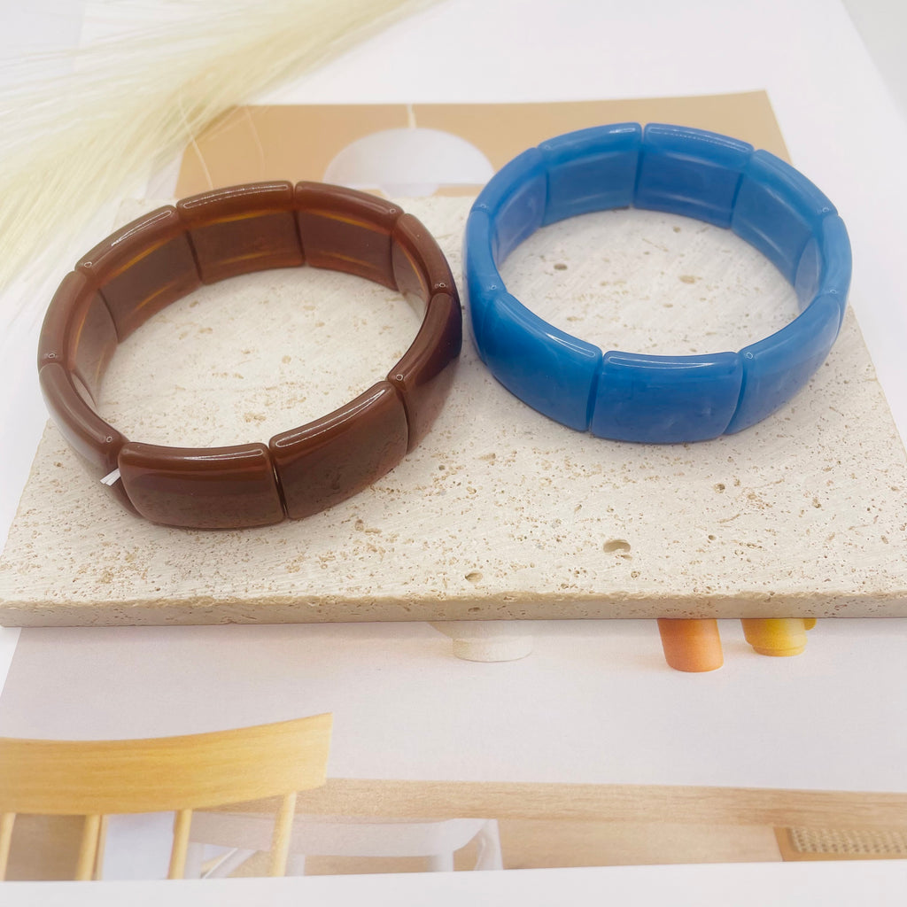 JI JOYA VENTA AL POR MAYOR|Juego de Collar y Brazalete de Resina Cuadrada, 2 Colores, Joyería al Por Mayor para Mujer