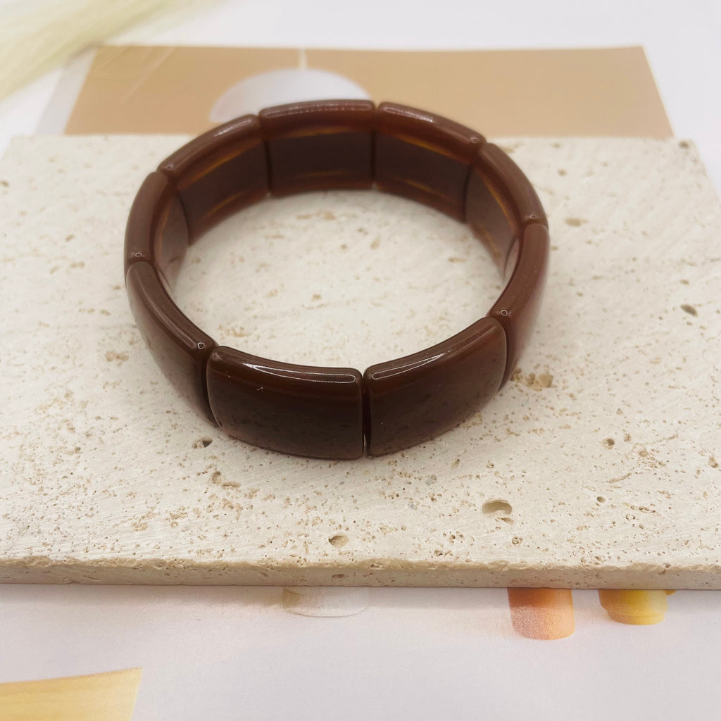 JI JOYA VENTA AL POR MAYOR|Juego de Collar y Brazalete de Resina Cuadrada, 2 Colores, Joyería al Por Mayor para Mujer