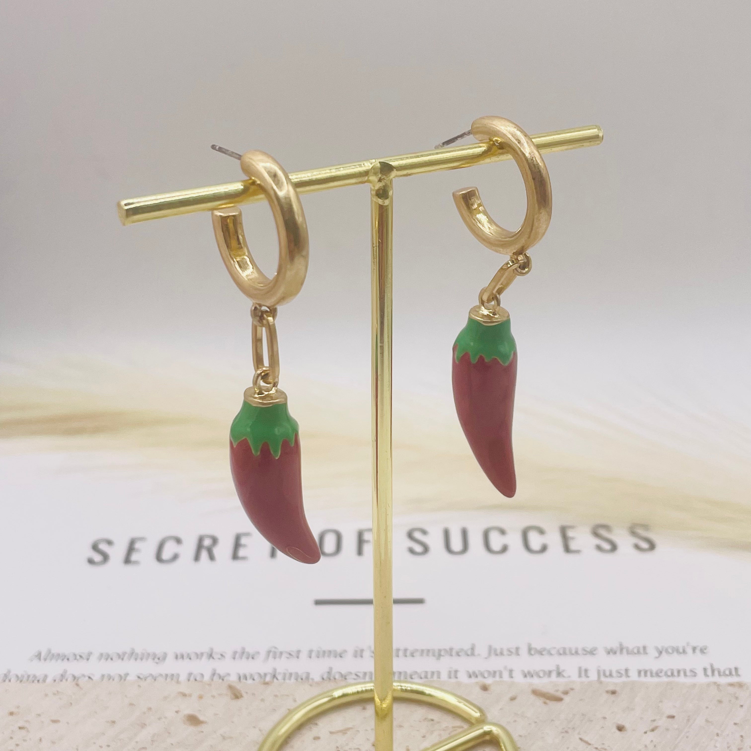JI JOYA VENTA AL POR MAYOR,Collar y pendientes de chile rojo