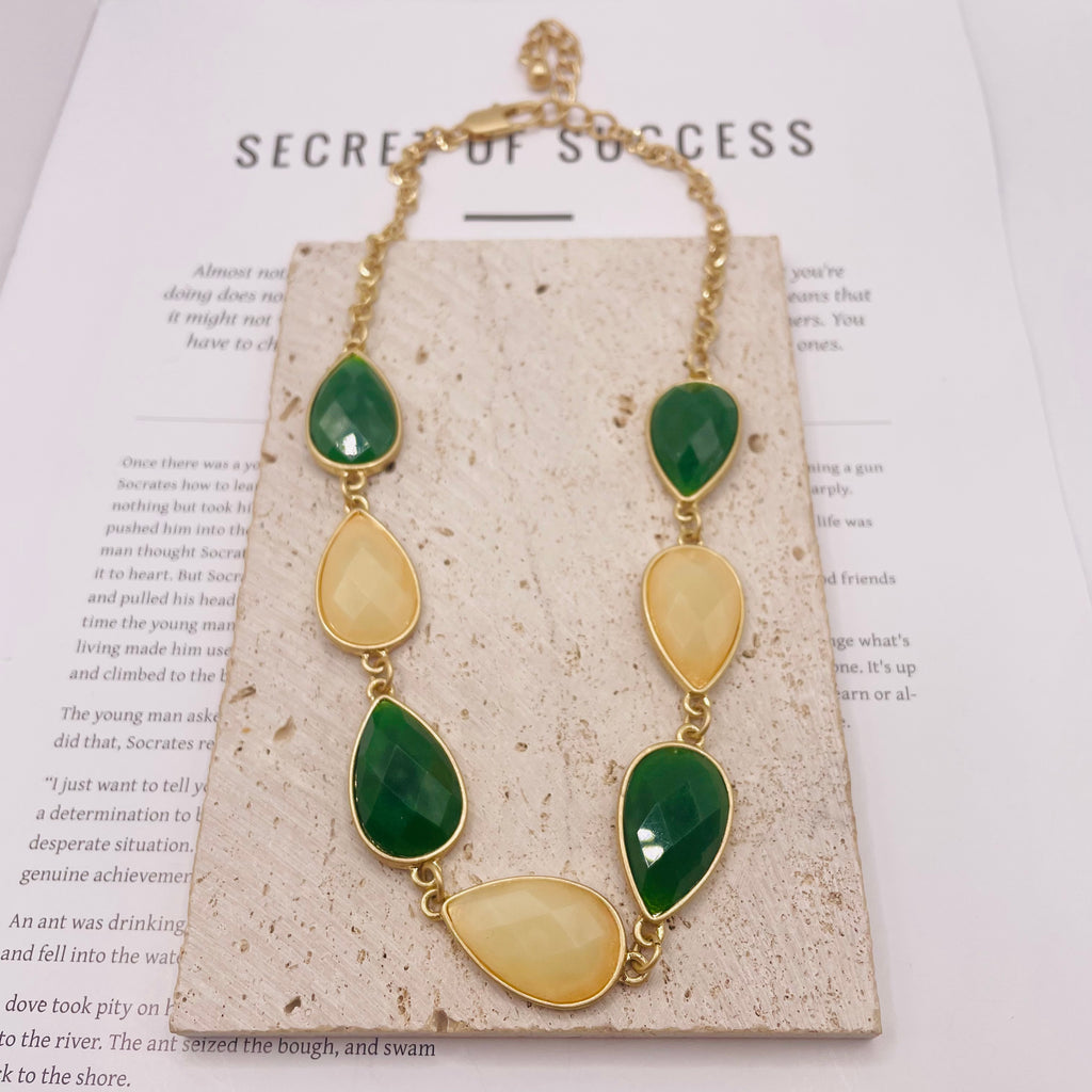 JI JOYA VENTA AL POR MAYOR,Un conjunto de collar y pendientes sencillo y elegante, ¡perfecto para festivales, bodas y fiestas!