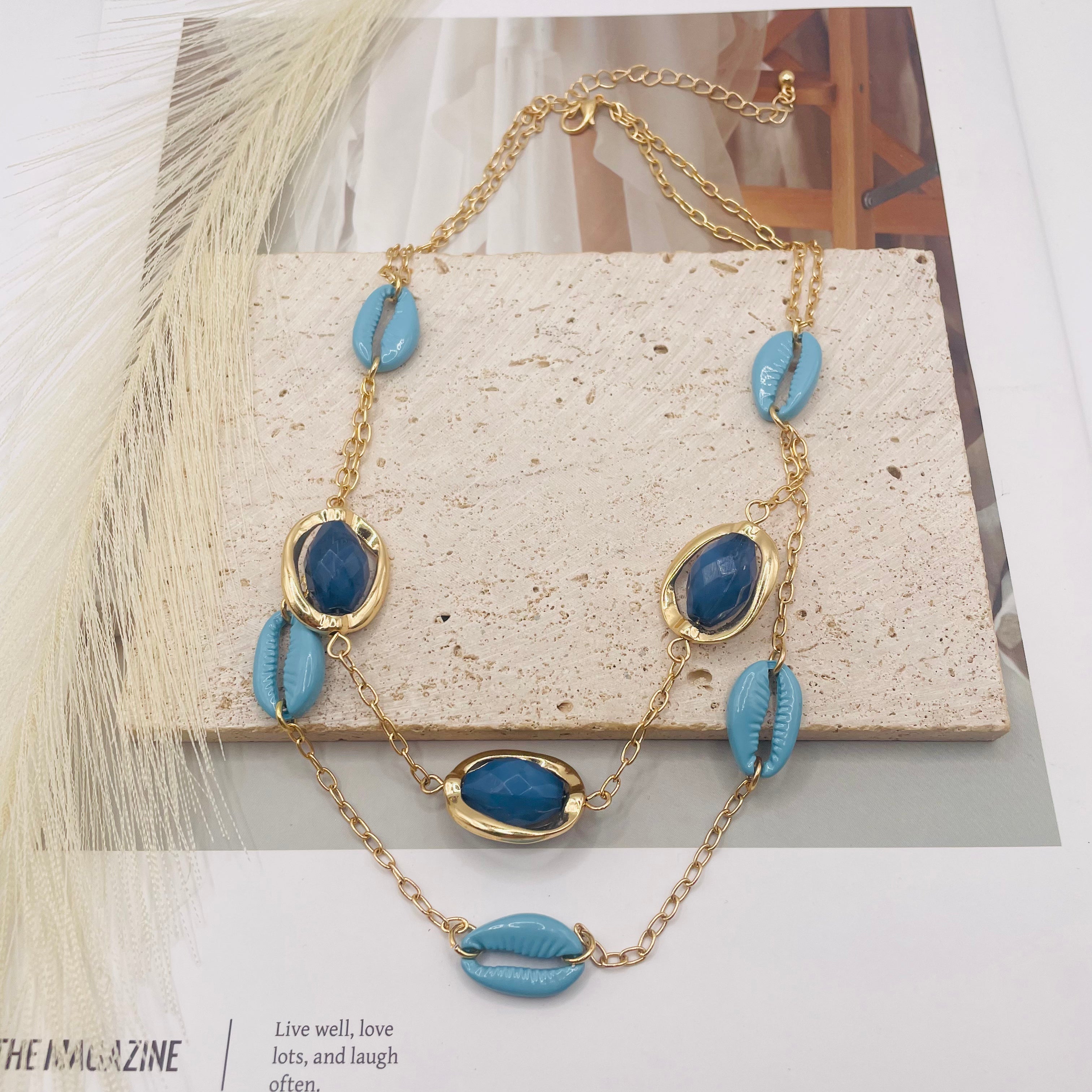 JI JOYA VENTA AL POR MAYOR,Collar sencillo de conchas y cuentas