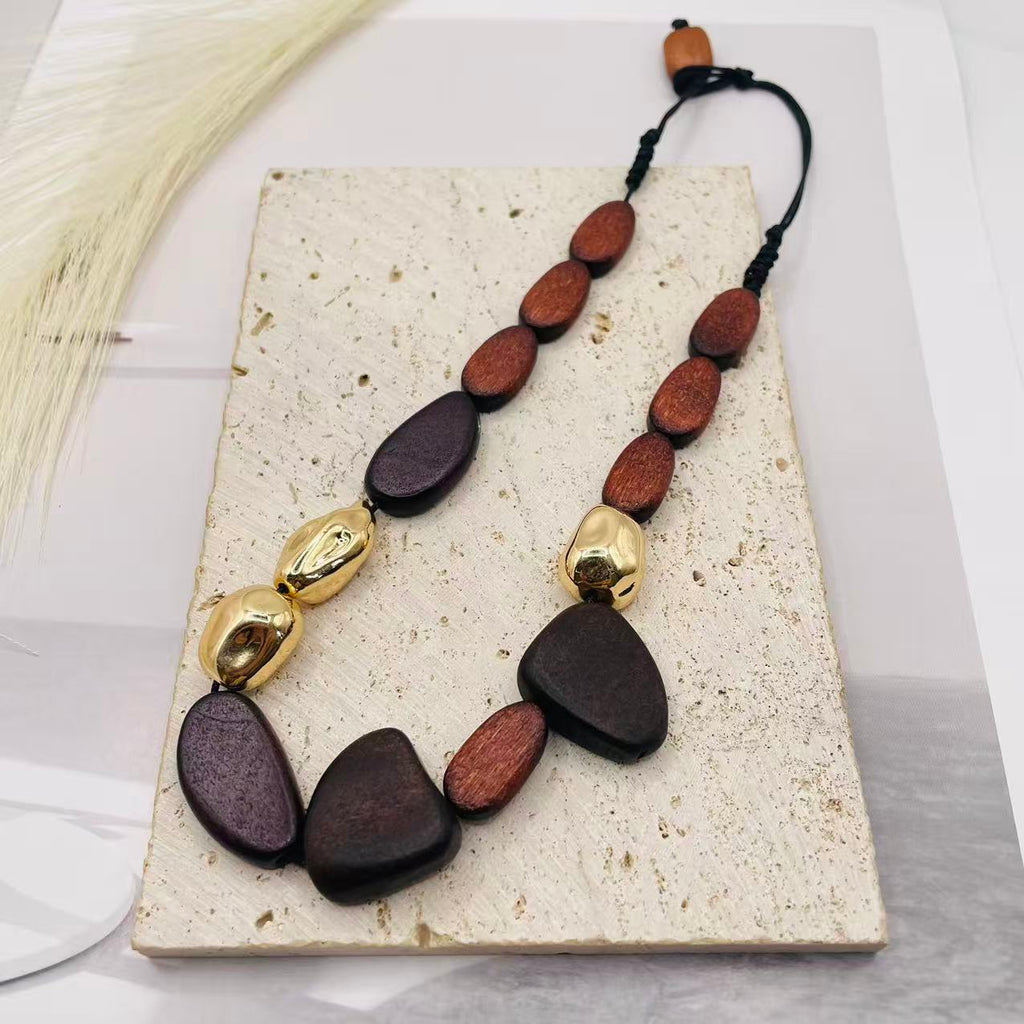 JI JOYA VENTA AL POR MAYOR,Collar de cuentas de madera irregulares
