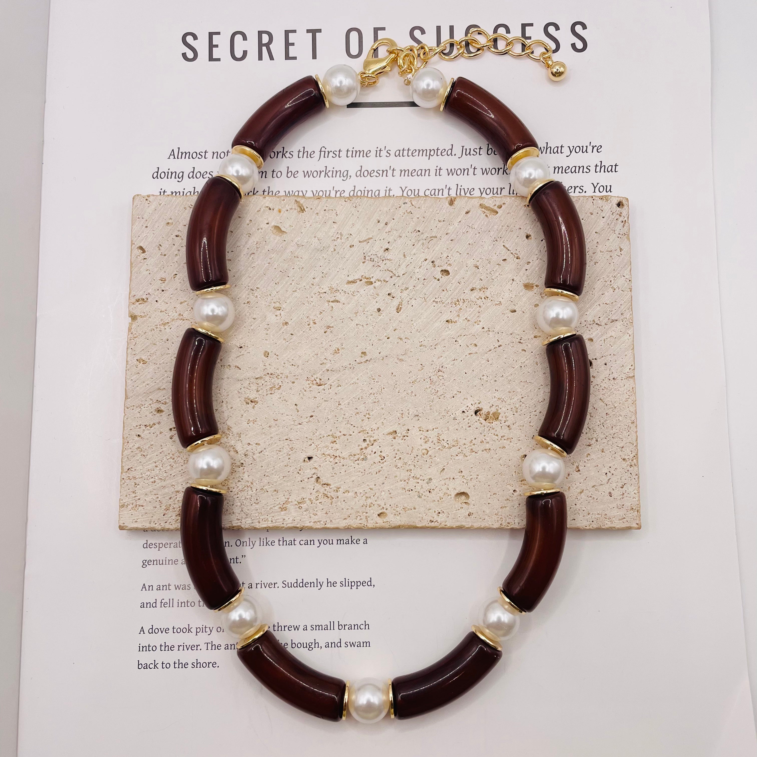 JI JOYA VENTA AL POR MAYOR,Collar de perlas y bambú de moda