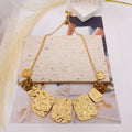 JI JOYA VENTA AL POR MAYOR,Conjunto combinado de collar, pendientes y pulsera de metal de moda.