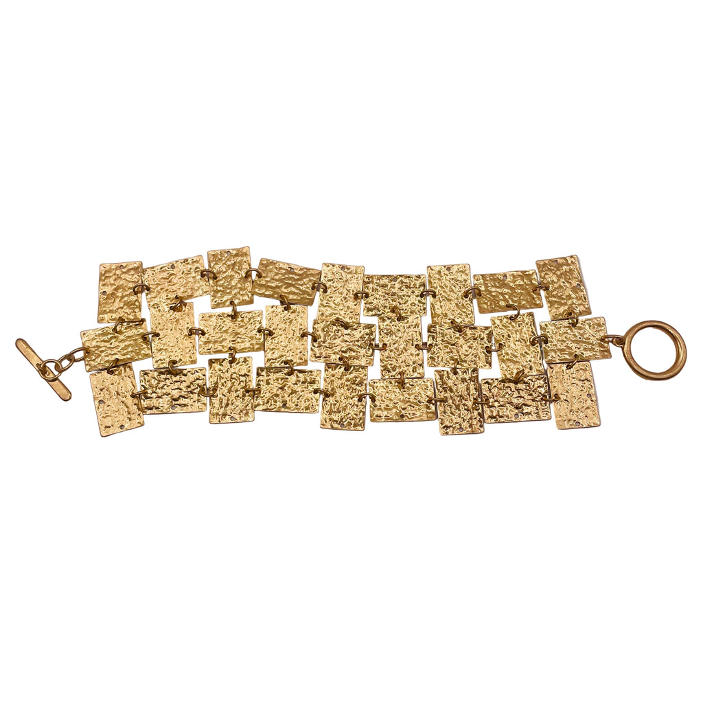 Brazalete de Cuadros Entrelazados - Oro/Plata|venta al poro mayor|JI JOYA