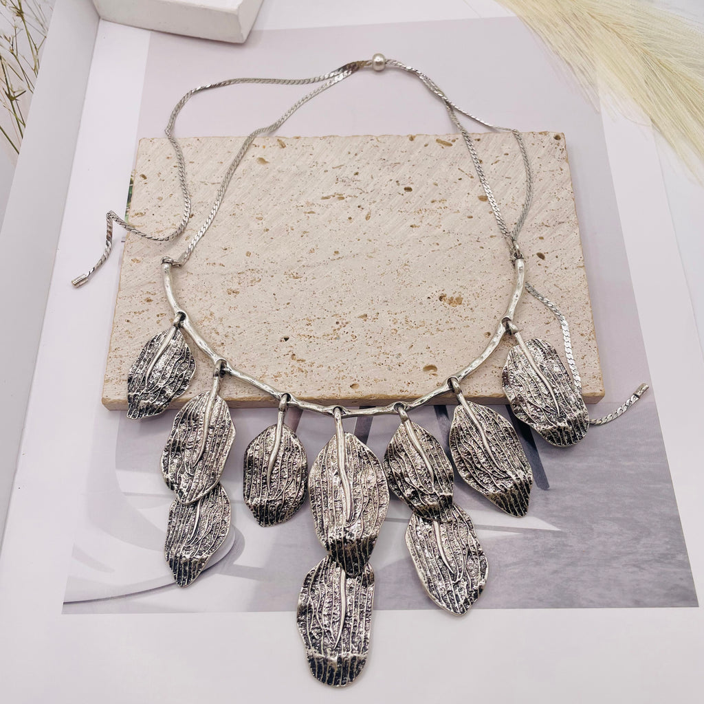 JI JOYA VENTA AL POR MAYOR,Collar y pendientes de estilo hoja de moda