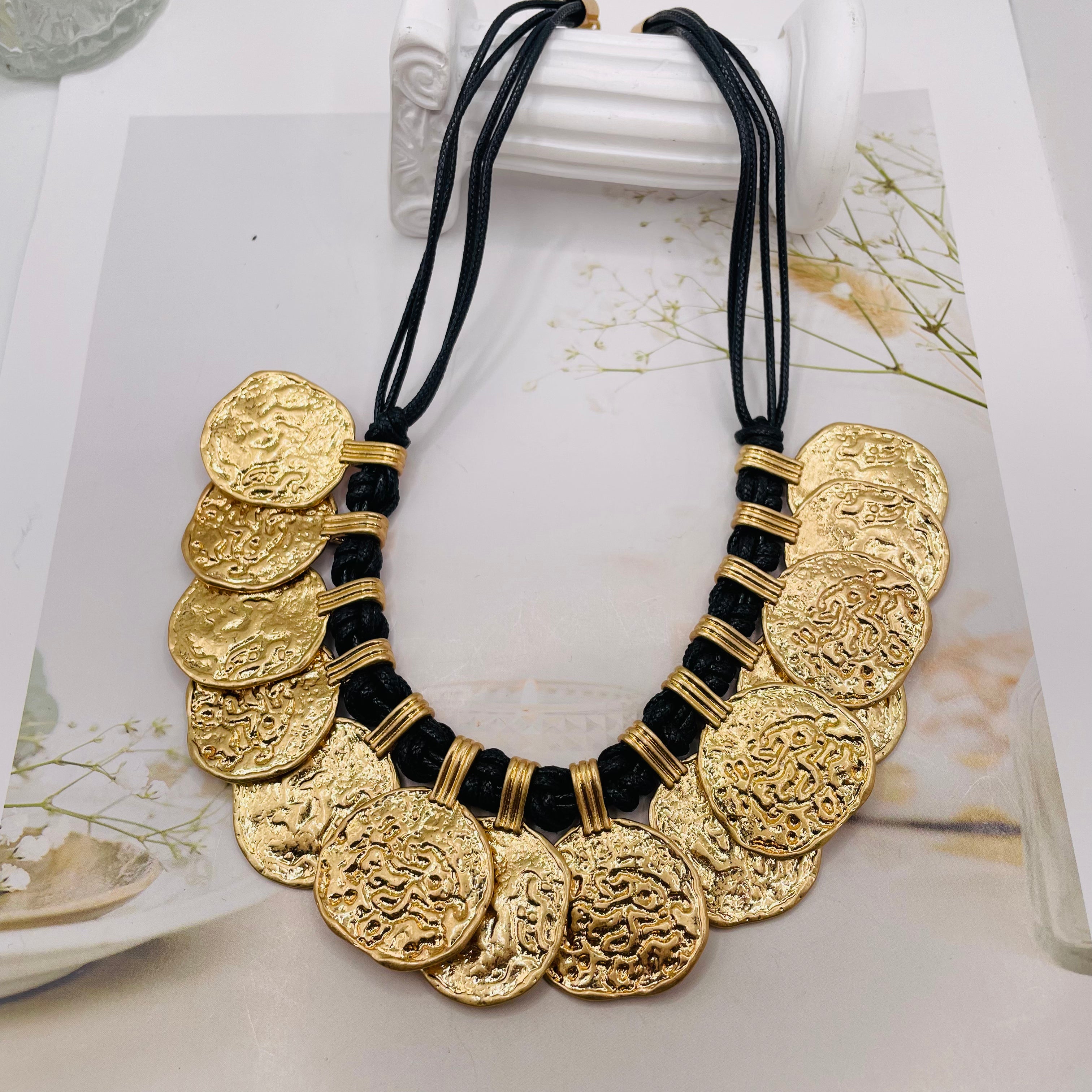 JI JOYA VENTA AL POR MAYOR,Collar de cuerda estilo moneda