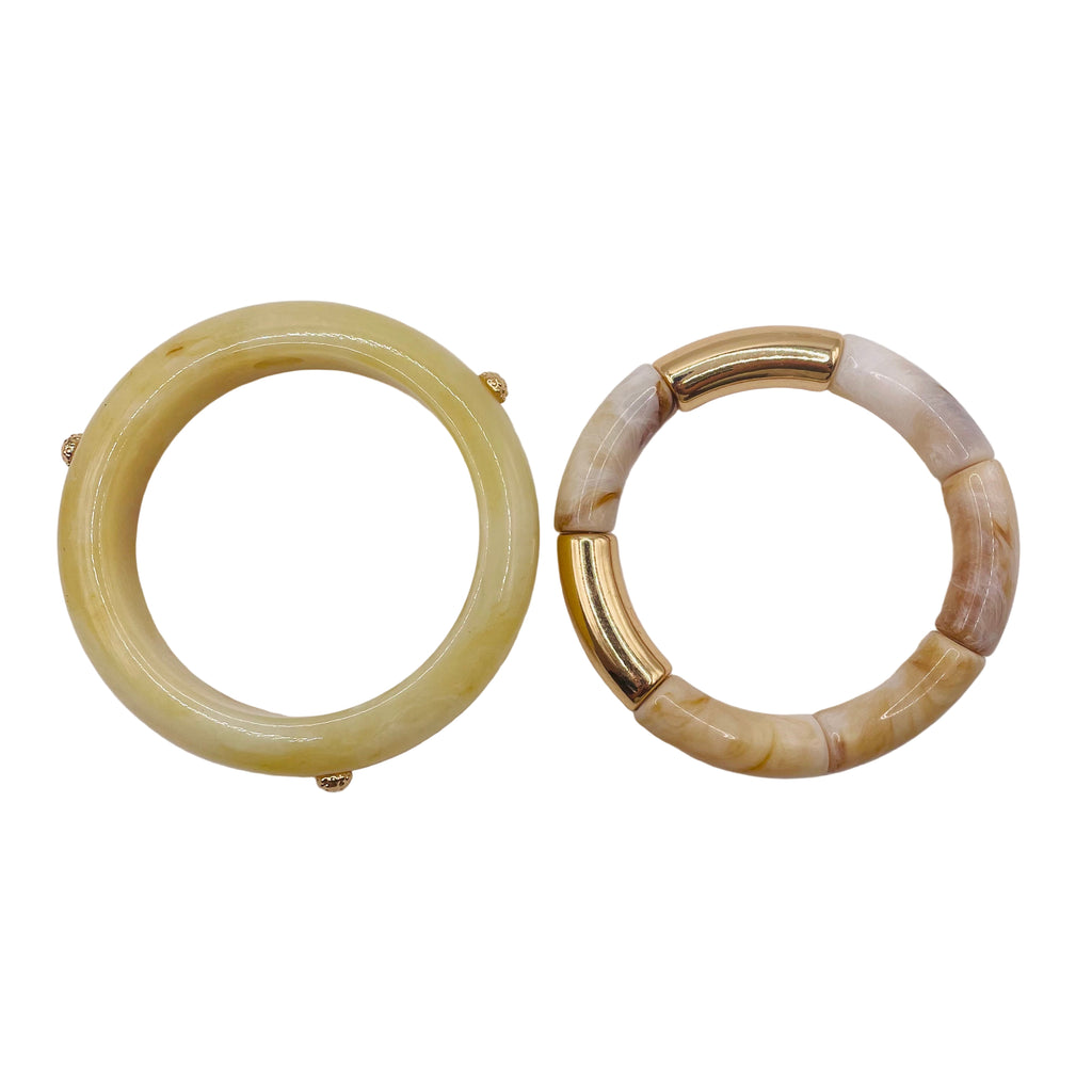 JI JOYA VENTA AL POR MAYOR,Conjunto de pulsera doble, pulsera de bambú y remaches.