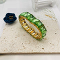 JI JOYA VENTA AL POR MAYOR|Pulsera de Cristal Cuadrado en Oro | Pulsera de Lujo al Por Mayor (Verde/Transparente)