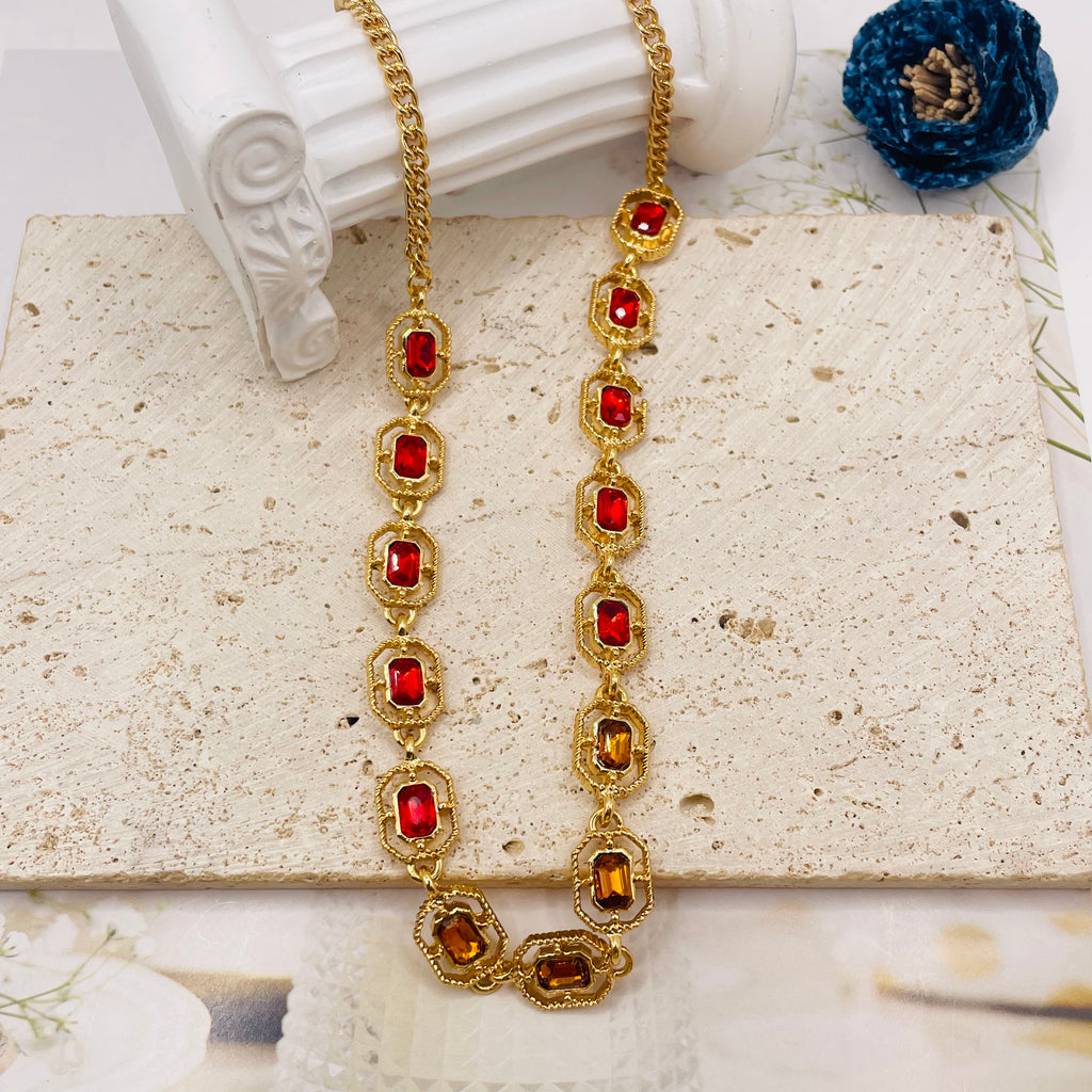 JI JOYA VENTA AL POR MAYOR,Collar de piedras preciosas cuadradas simple y elegante, adecuado para diversas escenas.