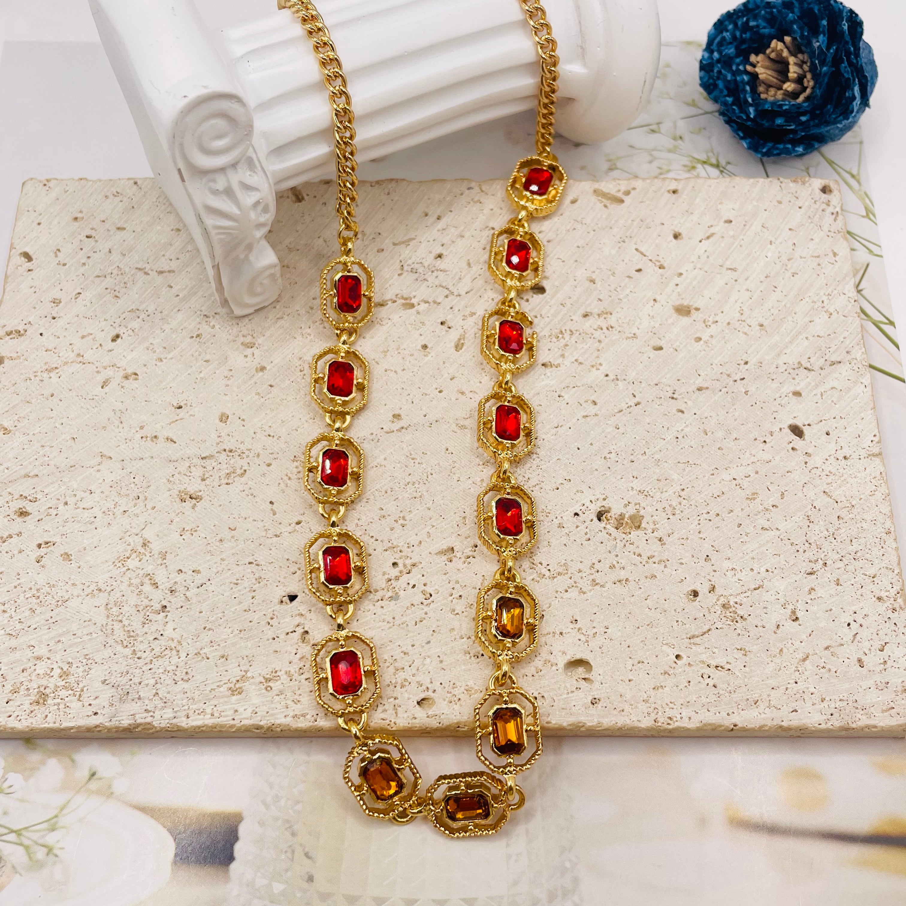 JI JEWELRY WHOLESALE,Simple and elegant square gemstone necklace, suitable for various occasions.