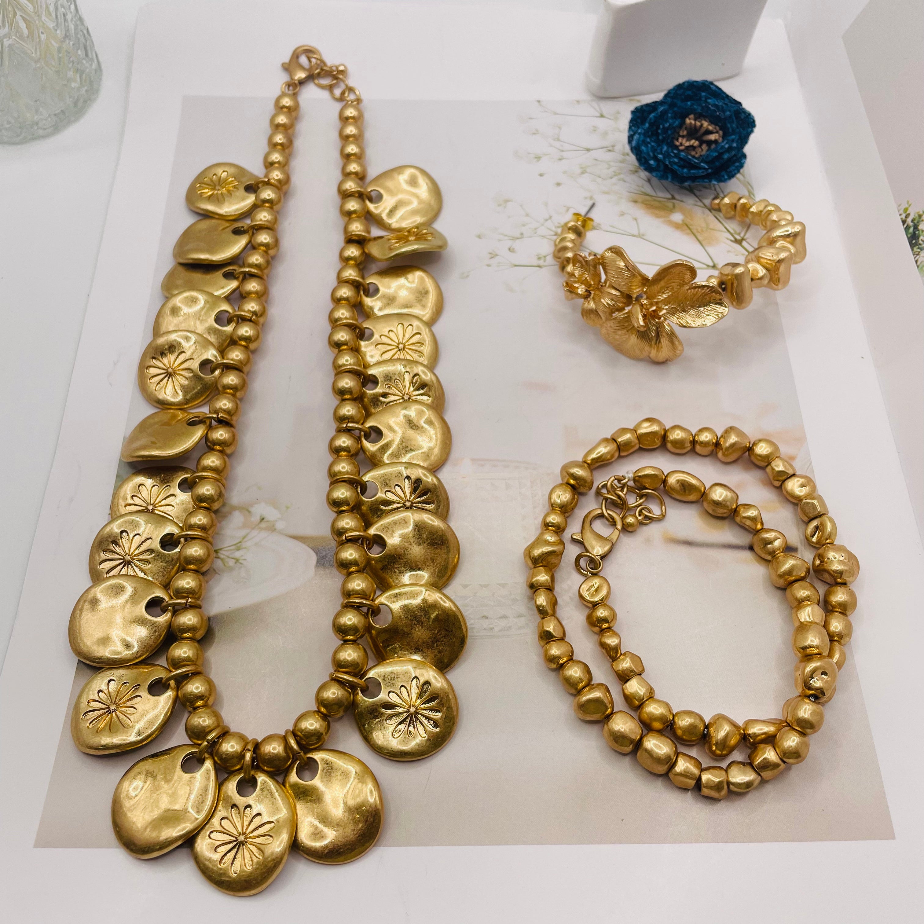 JI JOYA VENTA AL POR MAYOR,Collar y pendientes Daisy Totem Series