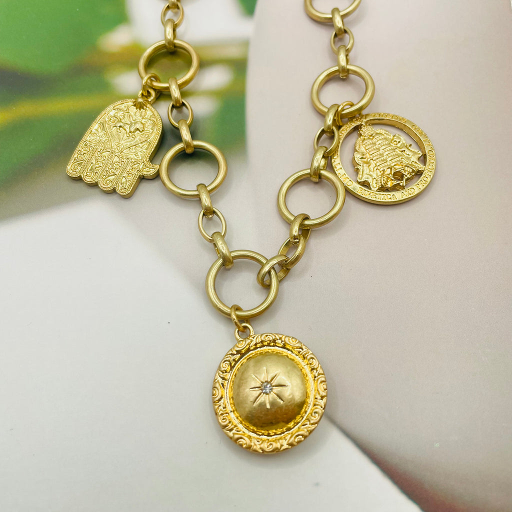 JI JOYA VENTA AL POR MAYOR,Collar sencillo con colgante retro pequeño