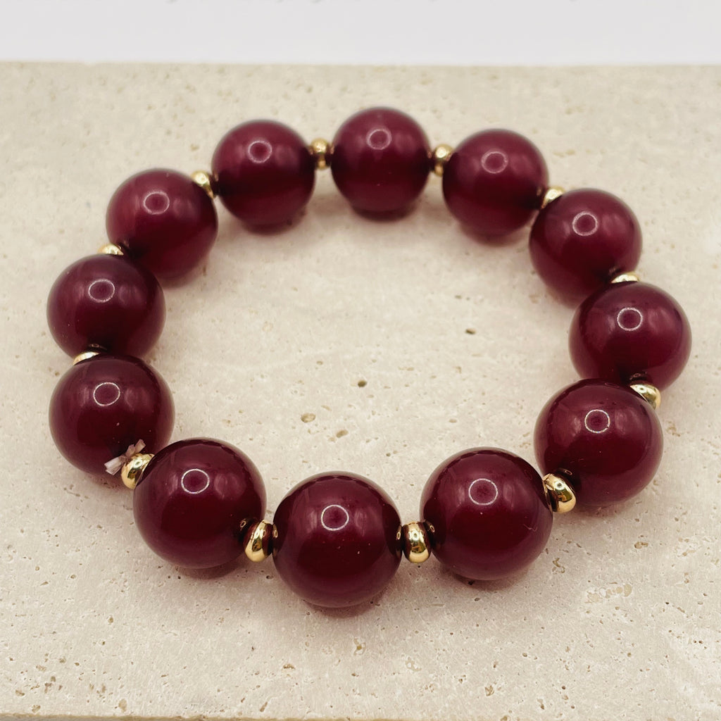 JI JOYA VENTA AL POR MAYOR|Pulsera de Cuentas Elegante de Resina con Accesorios Dorados | Venta al Mayorista 2 Colores