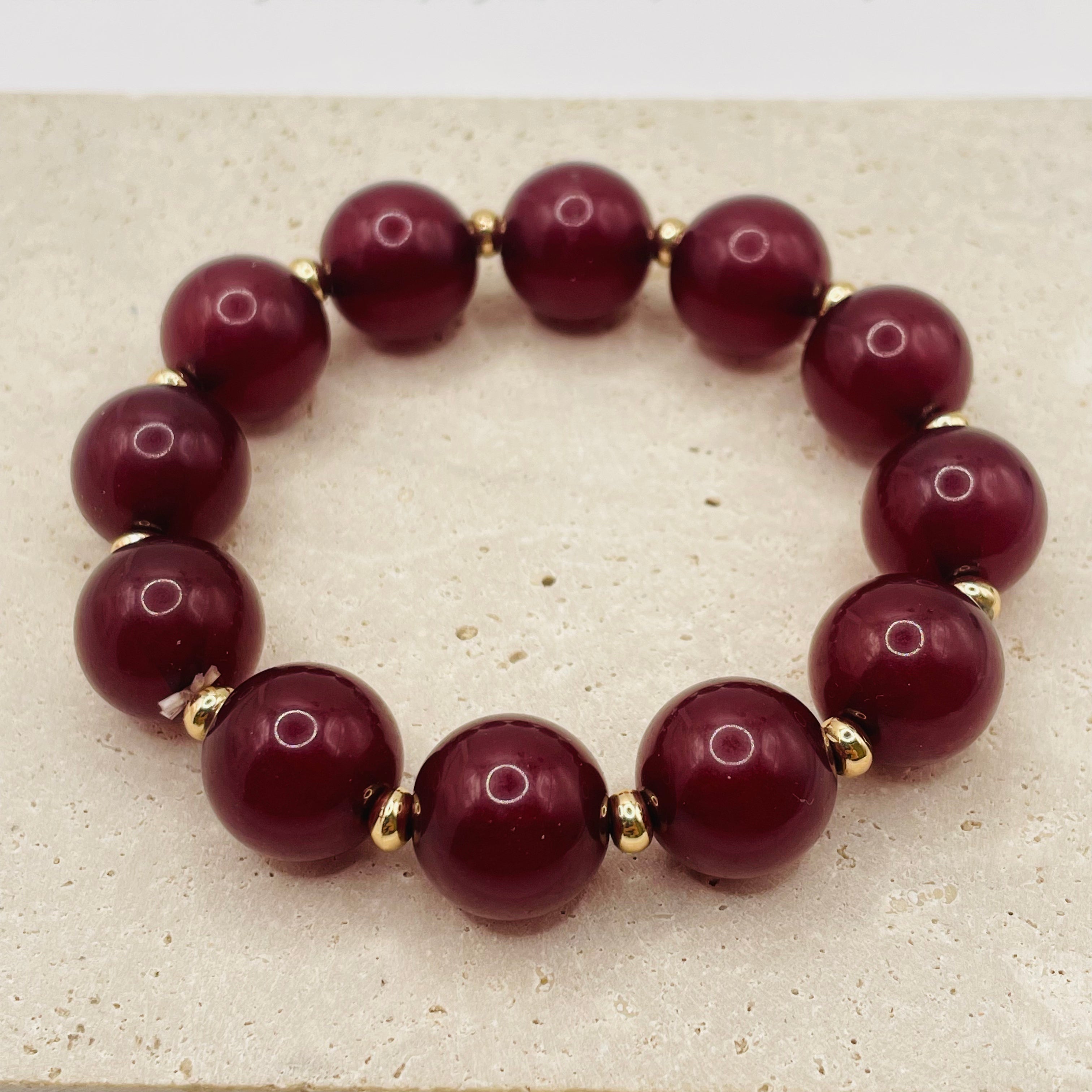 JI JOYA VENTA AL POR MAYOR|Pulsera de Cuentas Elegante de Resina con Accesorios Dorados | Venta al Mayorista 2 Colores