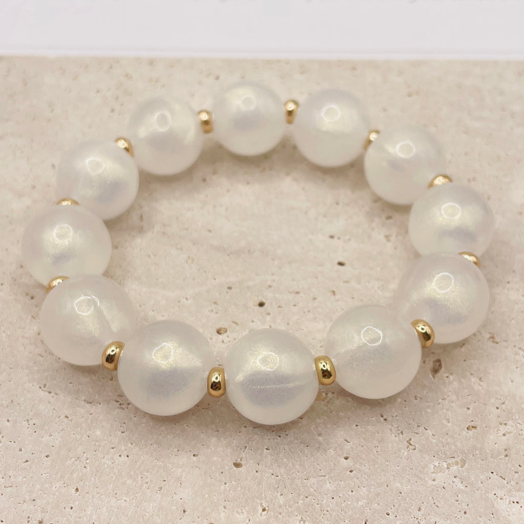 JI JOYA VENTA AL POR MAYOR|Pulsera de Cuentas Elegante de Resina con Accesorios Dorados | Venta al Mayorista 2 Colores