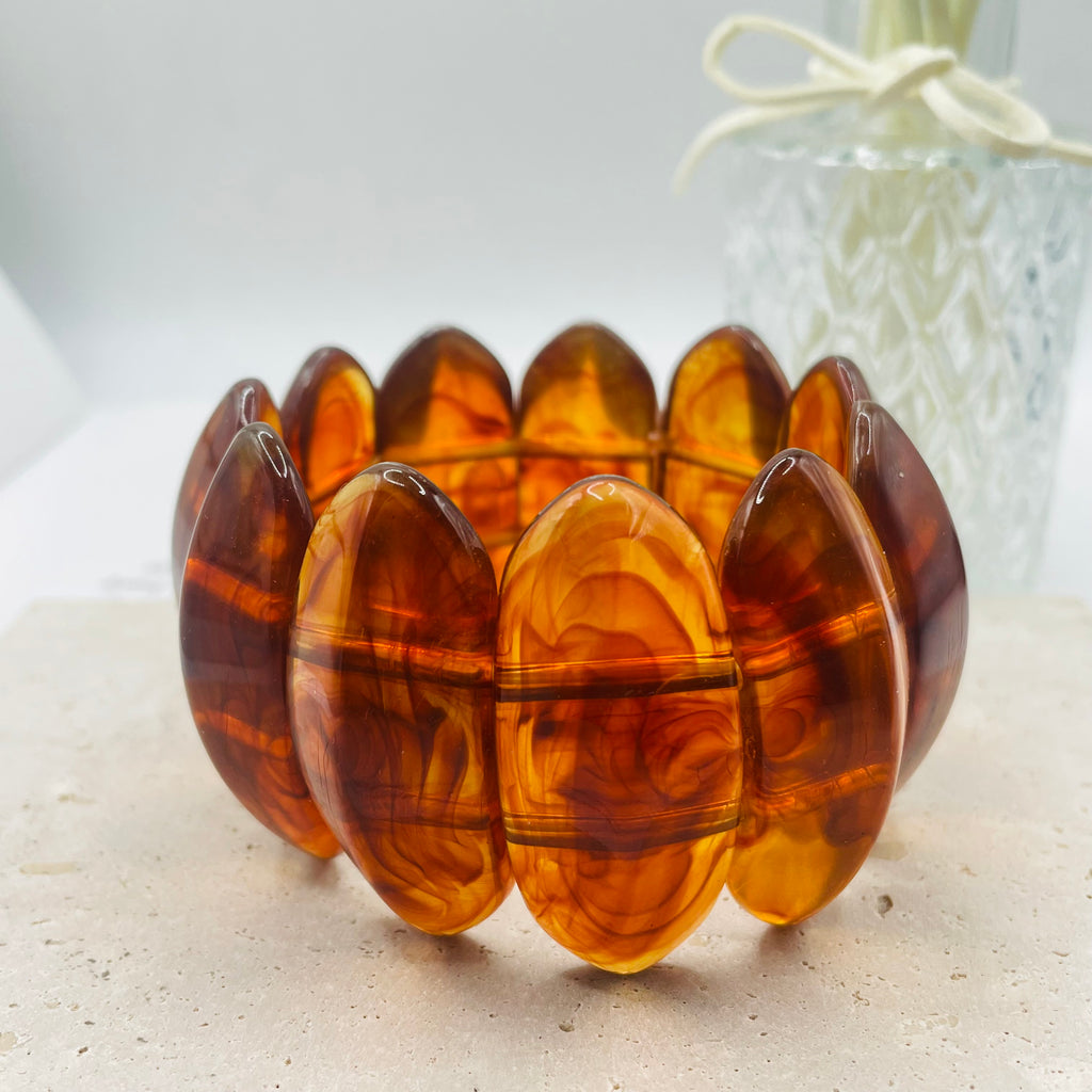 JI JOYA VENTA AL POR MAYOR|Pulsera elástica de resina con vetas marmoleadas, diseño irregular, accesorio de moda al por mayor