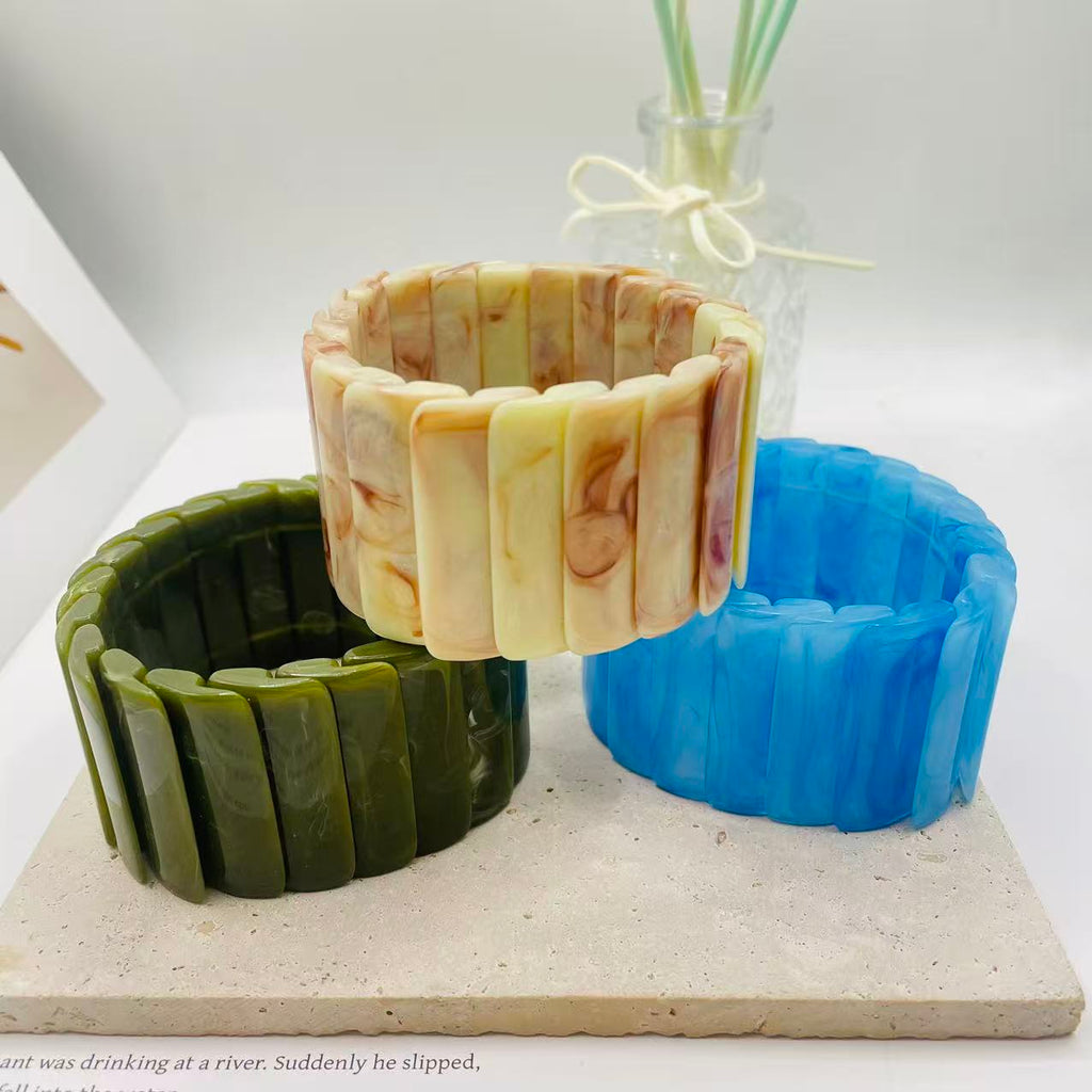 JI JOYA VENTA AL POR MAYOR,Pulsera Elástica de Resina de Diseño Moderno | Venta al Por Mayor | Colores Múltiples Disponibles