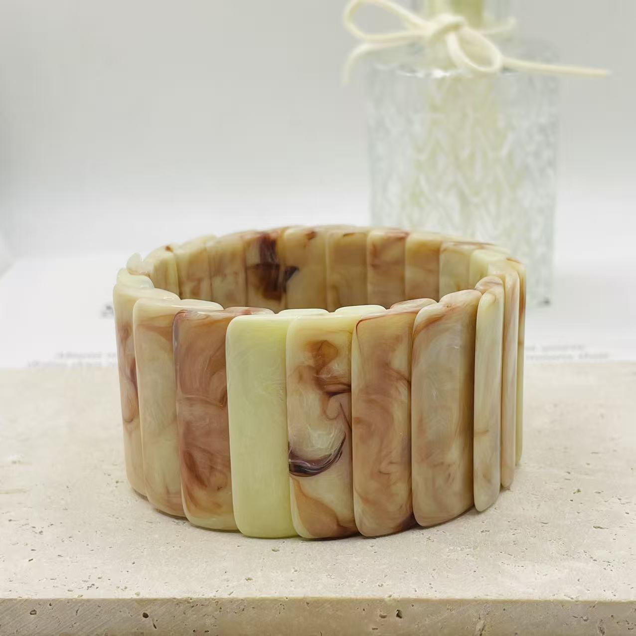 JI JOYA VENTA AL POR MAYOR,Pulsera Elástica de Resina de Diseño Moderno | Venta al Por Mayor | Colores Múltiples Disponibles