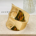 JI JOYA VENTA AL POR MAYOR|Brazalete Ancho de Diseño Ondulado, Brazalete Abierto de Zinc Aleación en Oro y Plata, Joyería de Moda para Mujer, Venta al Por Mayor
