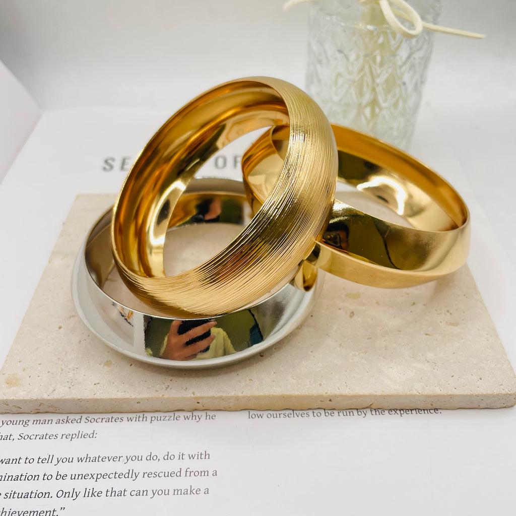 Brazaletes de Moda al Por Mayor, Pack de 3 Pulseras Doradas y Plateadas para Mujer|JI JOYA