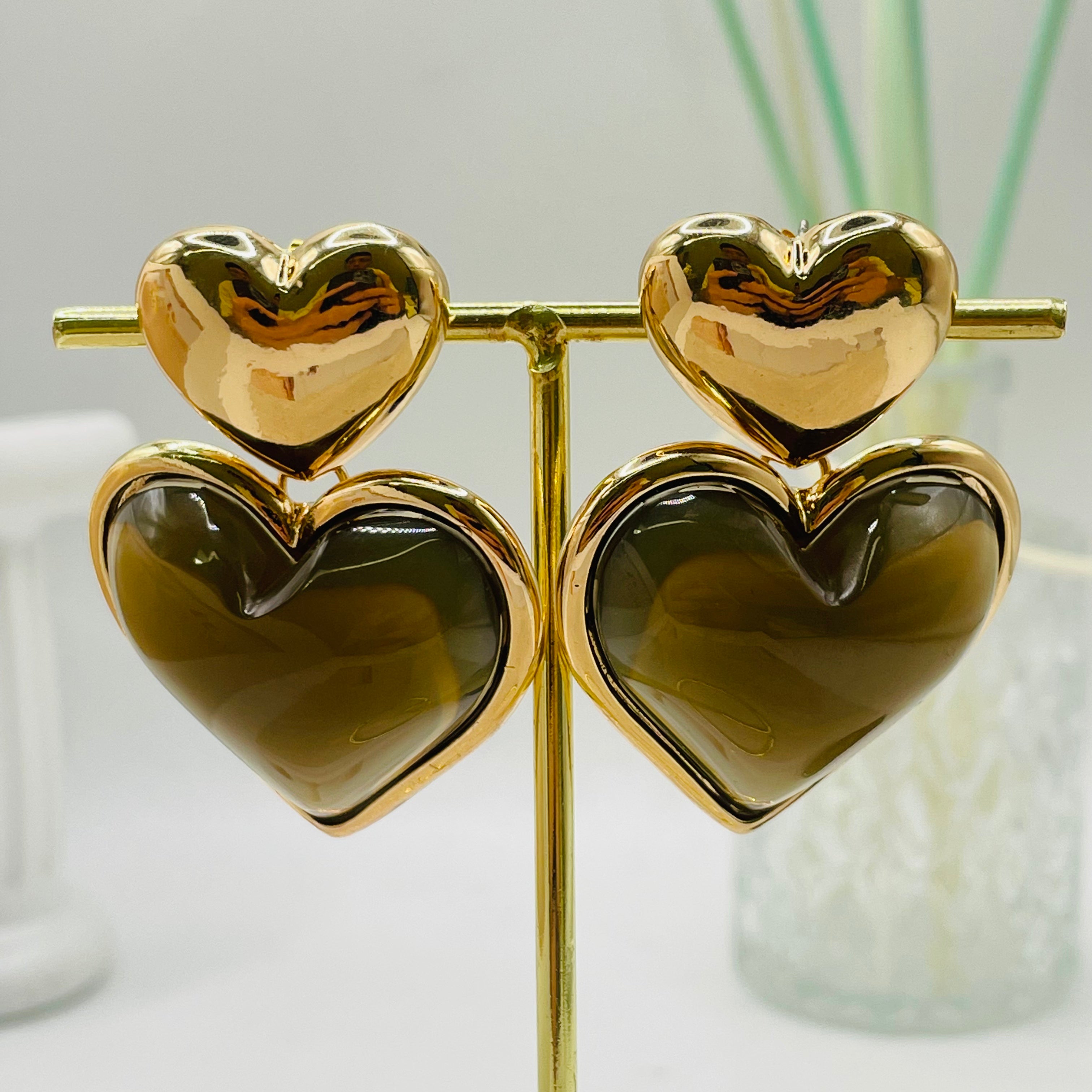 JI JOYA VENTA AL POR MAYOR,Pendientes de doble corazón