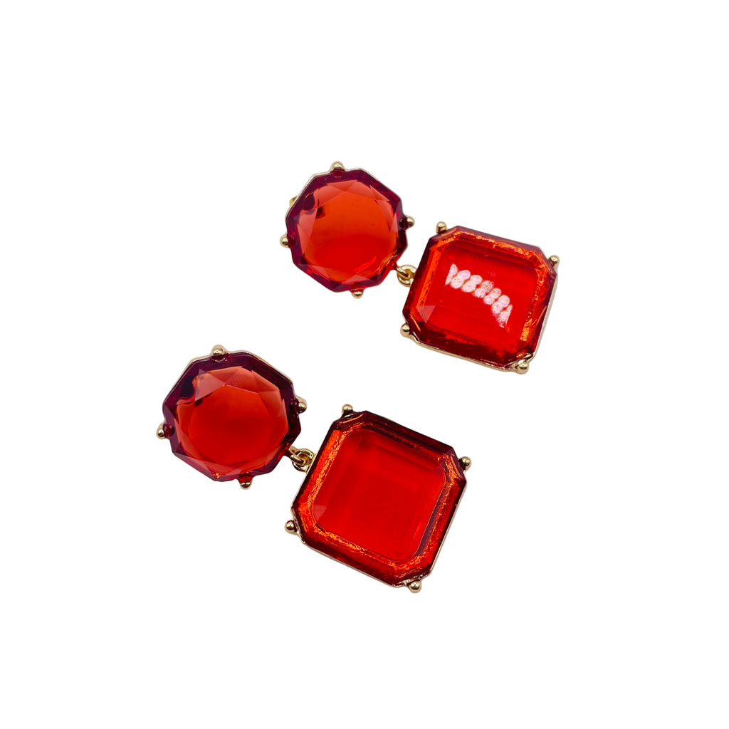 JI JOYA VENTA AL POR MAYOR|Pendientes Colgantes de Cristal Grande en Tonos Vivos - Diseño Premium para Pedidos al Por Mayor