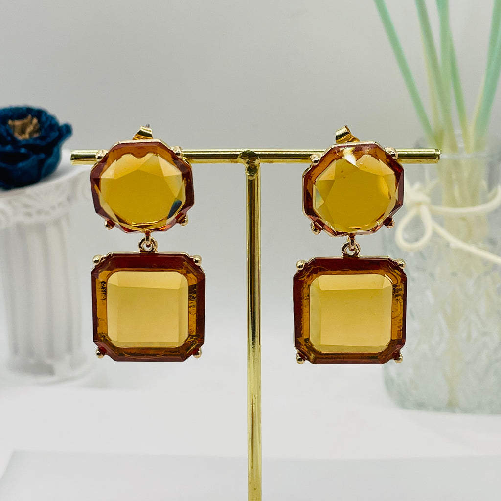 JI JOYA VENTA AL POR MAYOR|Pendientes Colgantes de Cristal Grande en Tonos Vivos - Diseño Premium para Pedidos al Por Mayor
