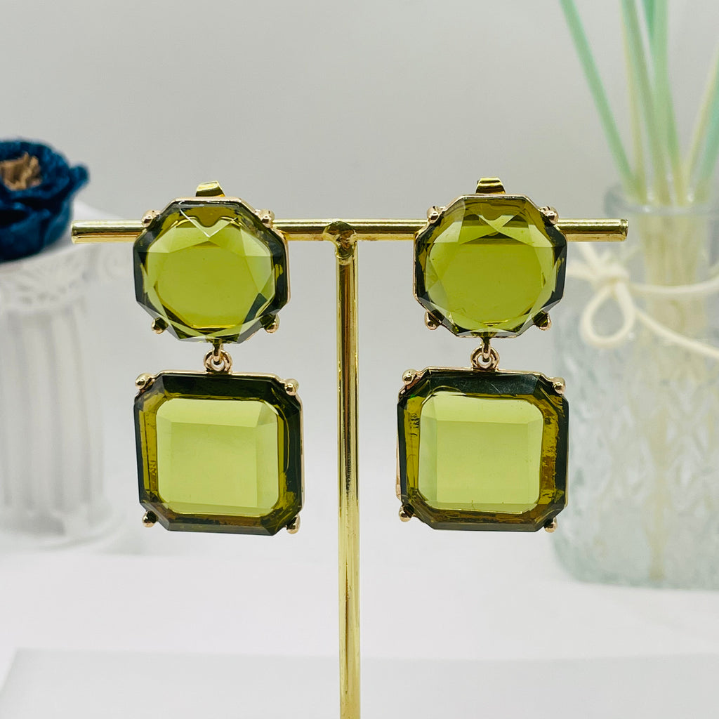 JI JOYA VENTA AL POR MAYOR|Pendientes Colgantes de Cristal Grande en Tonos Vivos - Diseño Premium para Pedidos al Por Mayor