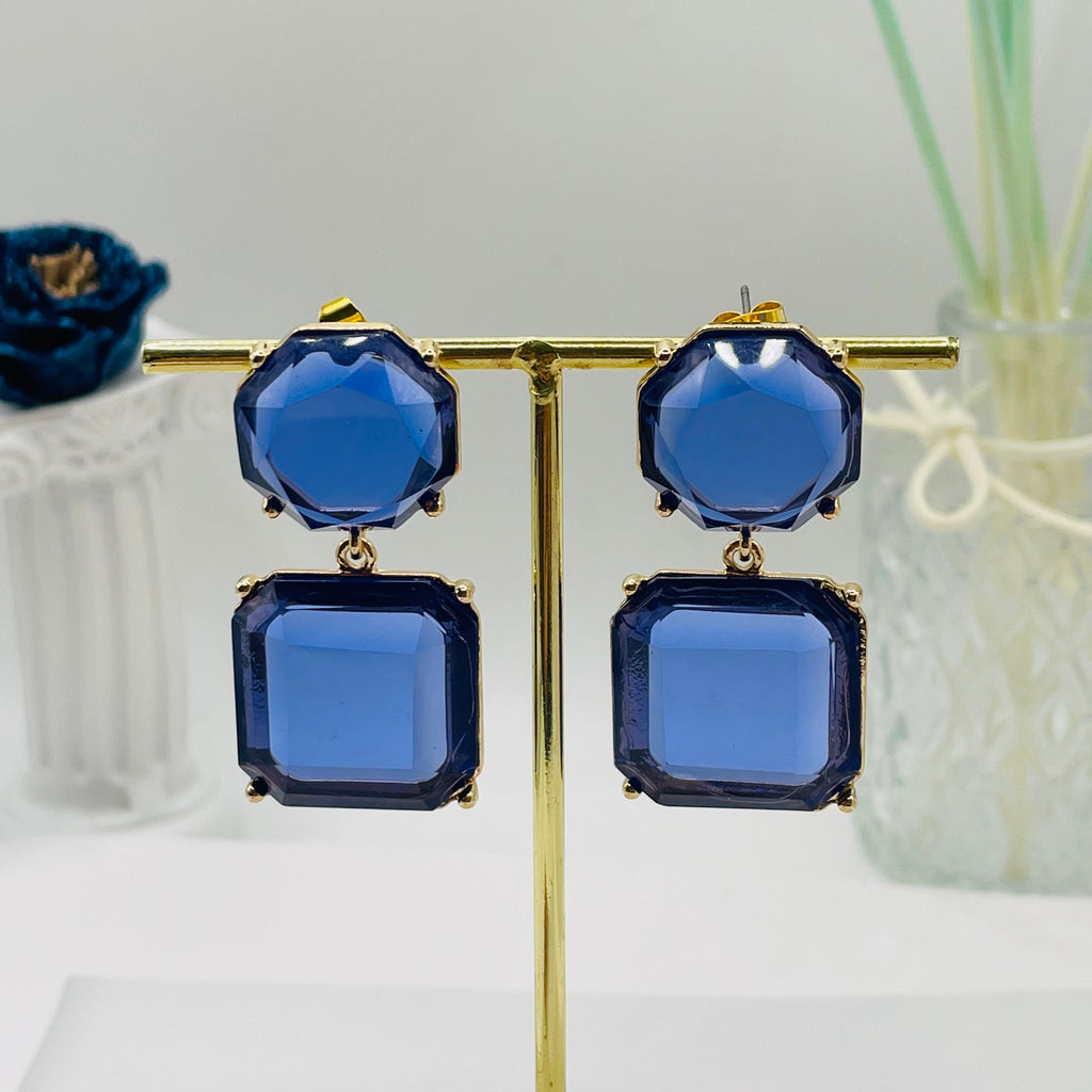 JI JOYA VENTA AL POR MAYOR|Pendientes Colgantes de Cristal Grande en Tonos Vivos - Diseño Premium para Pedidos al Por Mayor