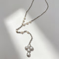 Collar de Perlas con Colgante de Cruz de Plata - Joyería Mayorista|JI JOYA