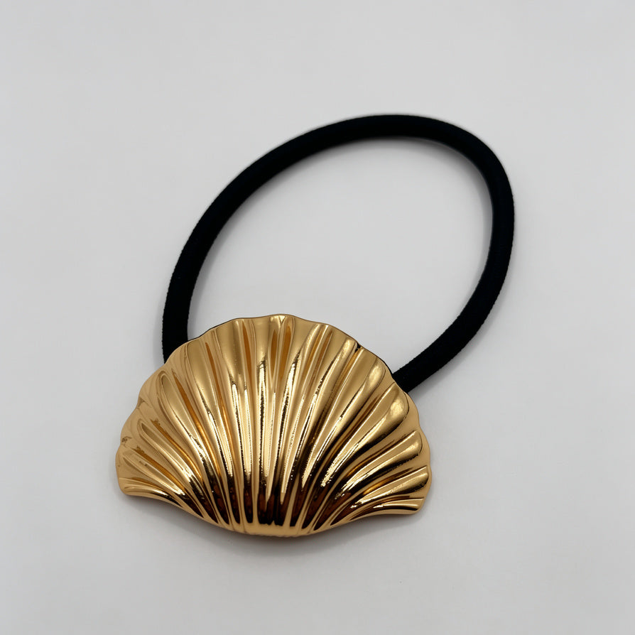 Mayorista: Elástico para el pelo con concha dorada - Diseño Minimalista de Lujo, Resistente y Duradero|JI JOYA