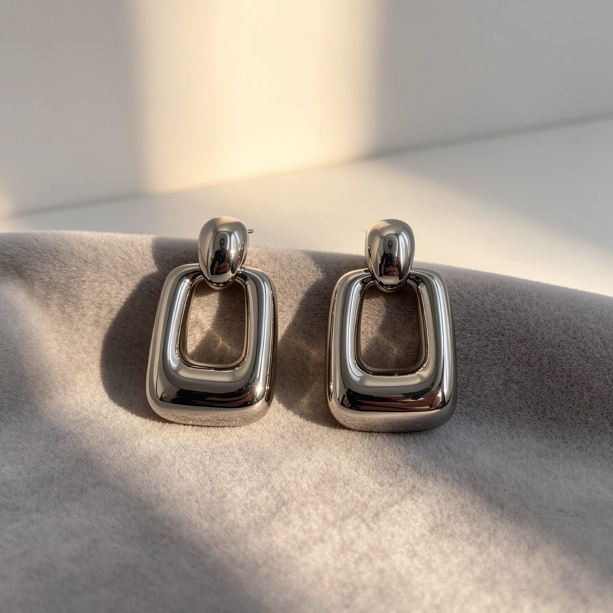 Wholesale Pendientes Cuadrado Chunky - Joyería de Zinc Alloy en Oro/Plata|JI JOYA