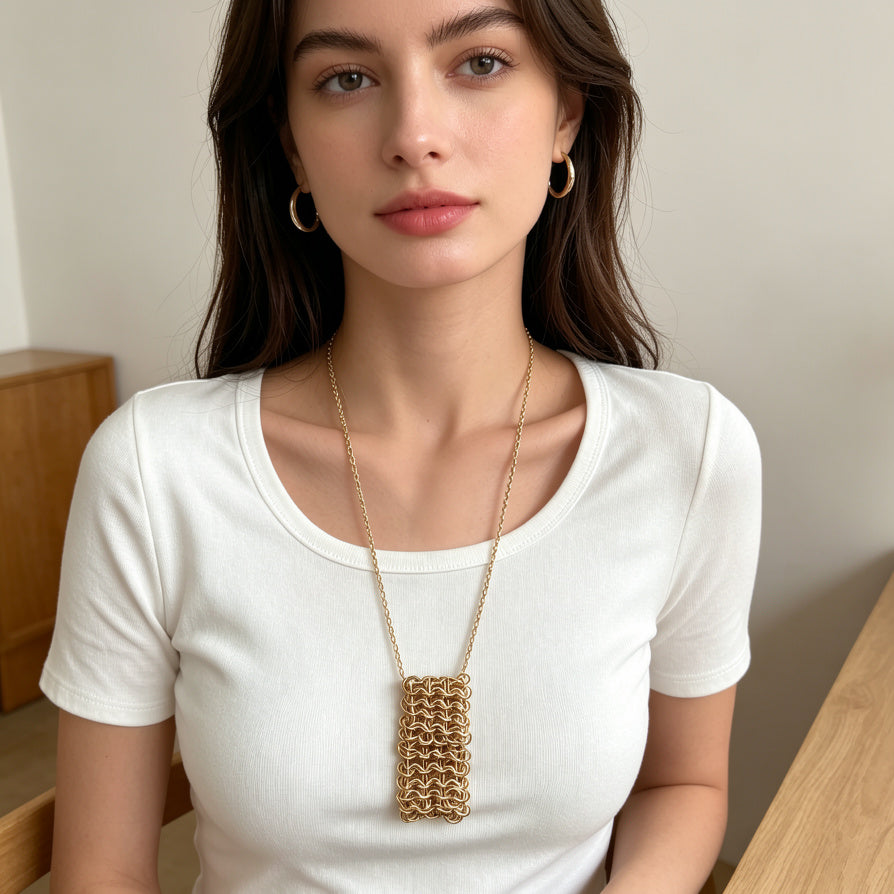 Collar Largo de Bolsa de Labios de Oro para Mujer, Venta al Por Mayor|JI JOYA